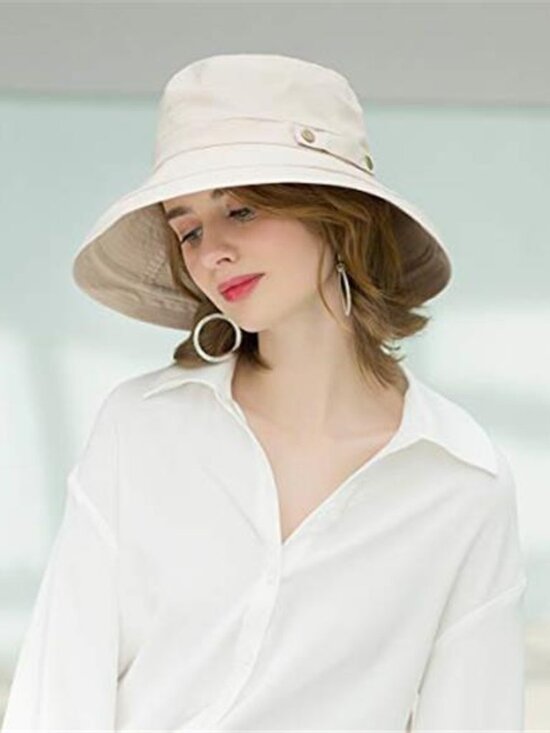 Women\'s Cotton Wide Brim Sun Hat UPF50+ UV Packable Hat
